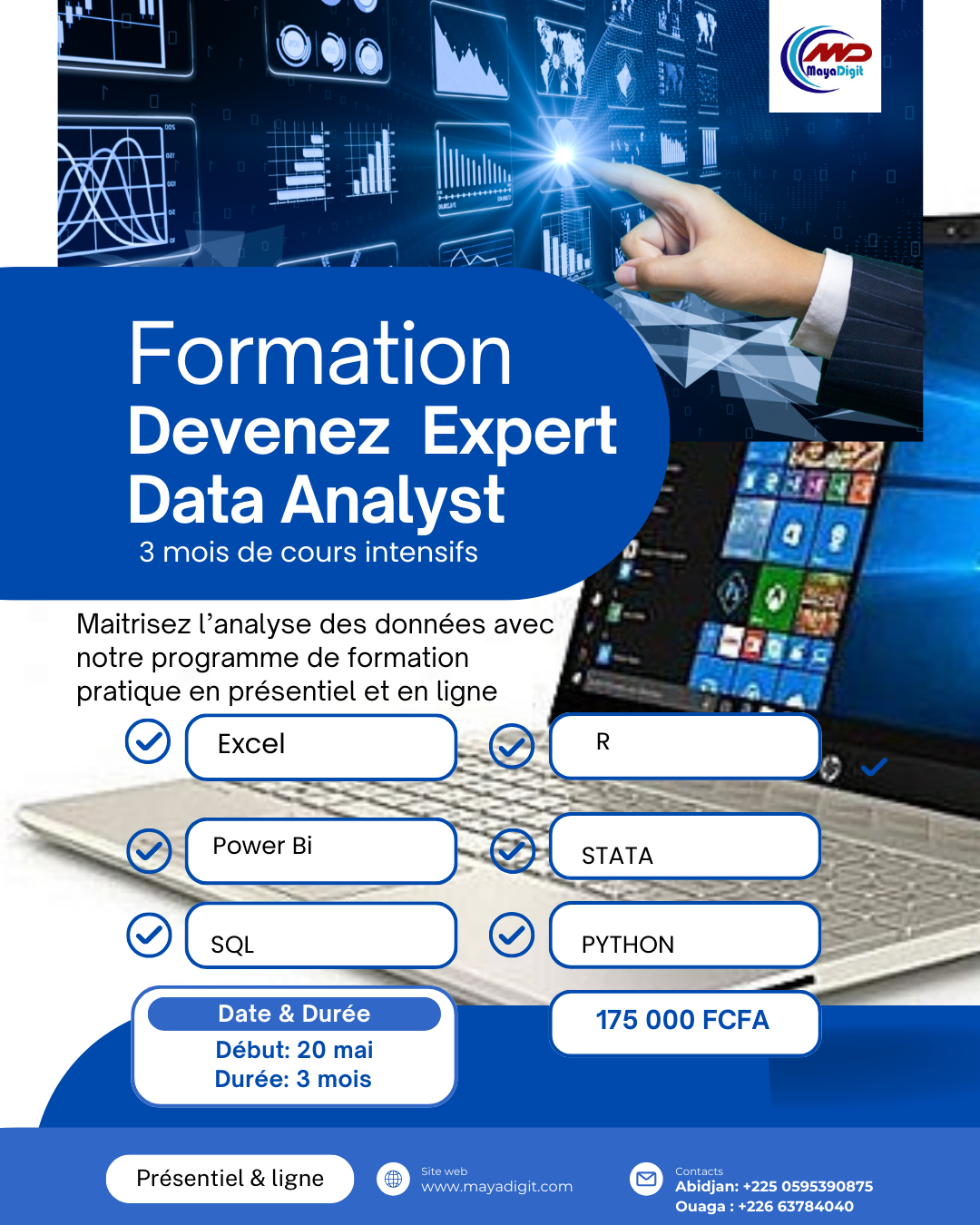 Blue and White Modern AI Training Poster